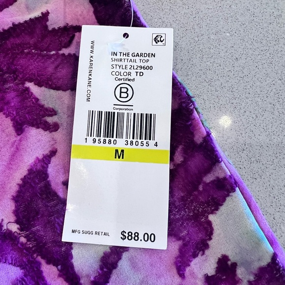 Karen Kane Burnout Floral Print Scoop Neck 3/4 Sleeve Top - Picture 4 of 16